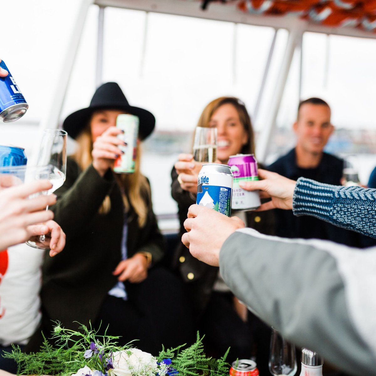 a group of people around each other