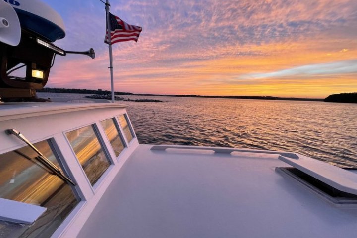 a sunset over some water