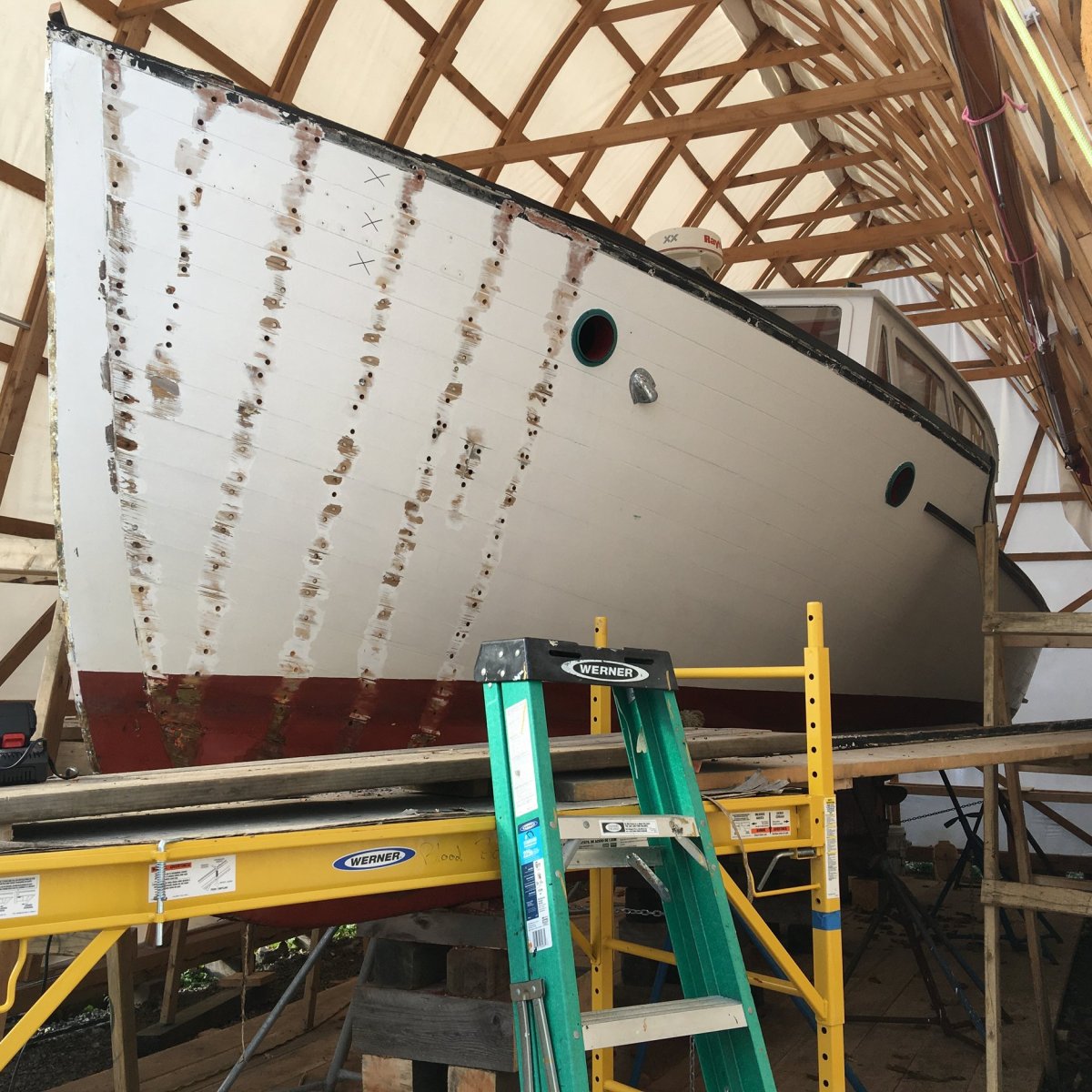 metal scaffolding in front of a building