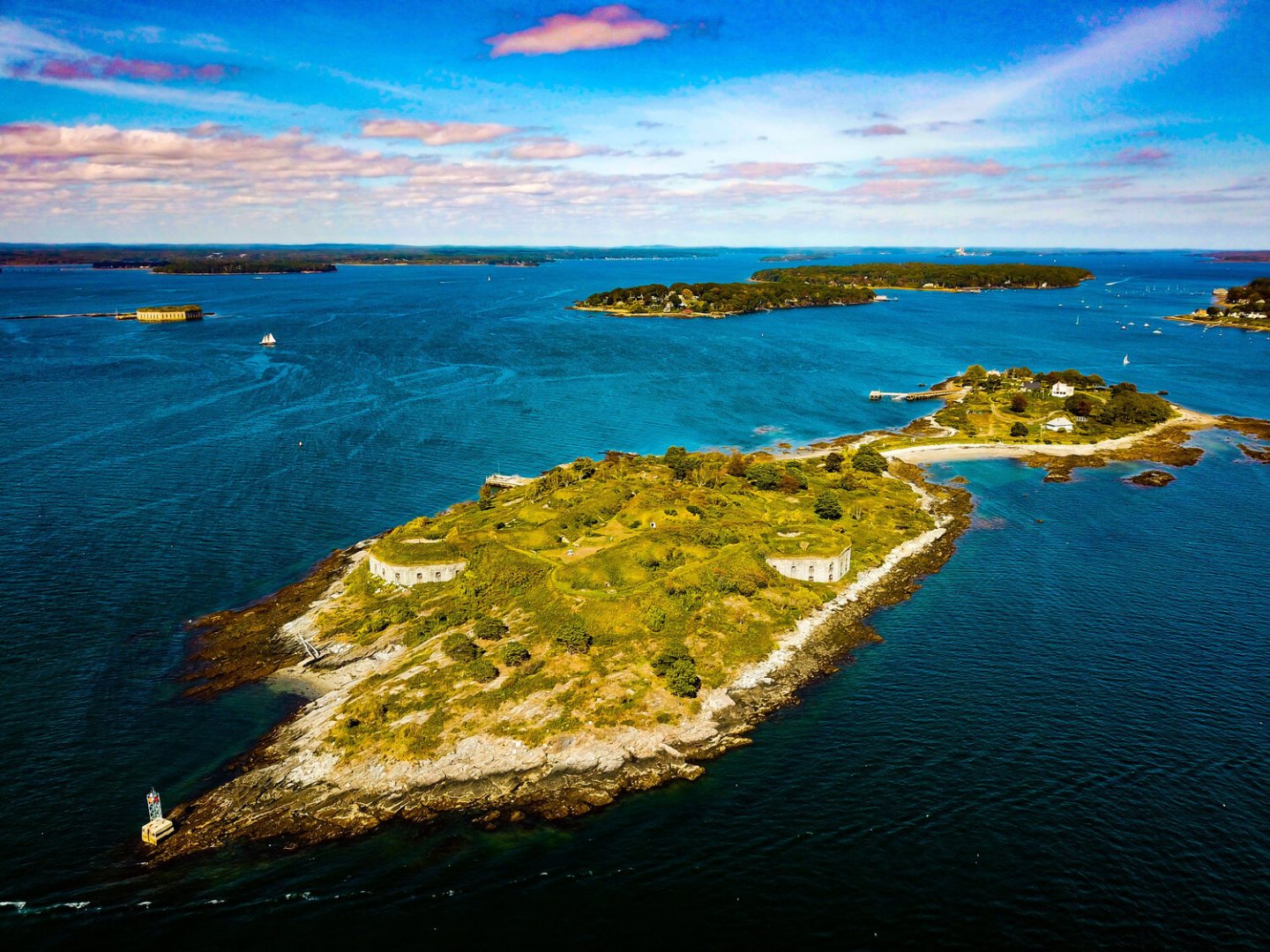 an island in the middle of a body of water